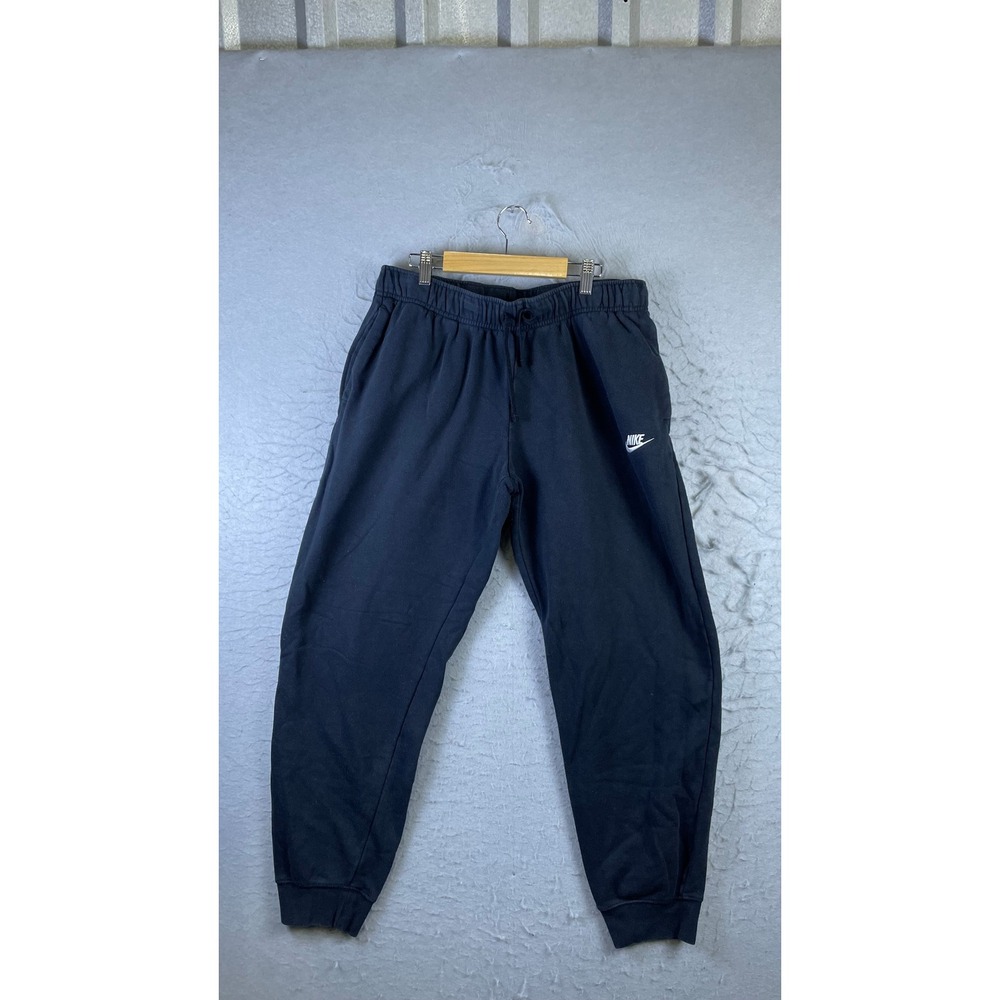 Nike Joggers Mens Large Black Excellent Fleece Sweatpants Embroidered Logo